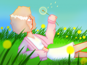девочка на траве